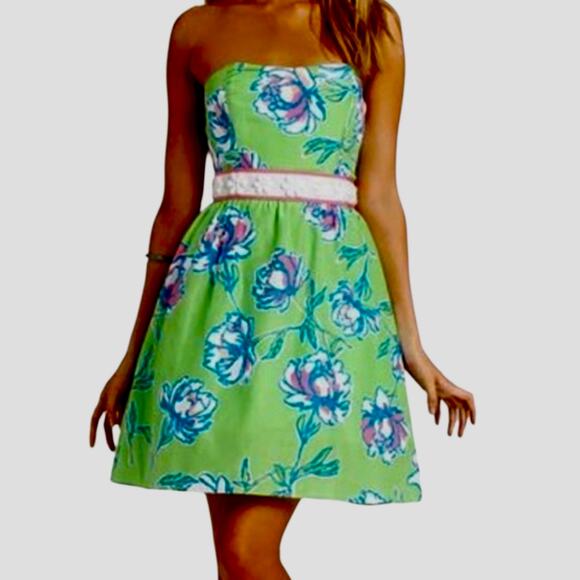 Lilly Pulitzer Dresses & Skirts - Lilly Pulitzer Sz 6 Langley Strapless Dress Beaded Silk Fit & Flare | EUC